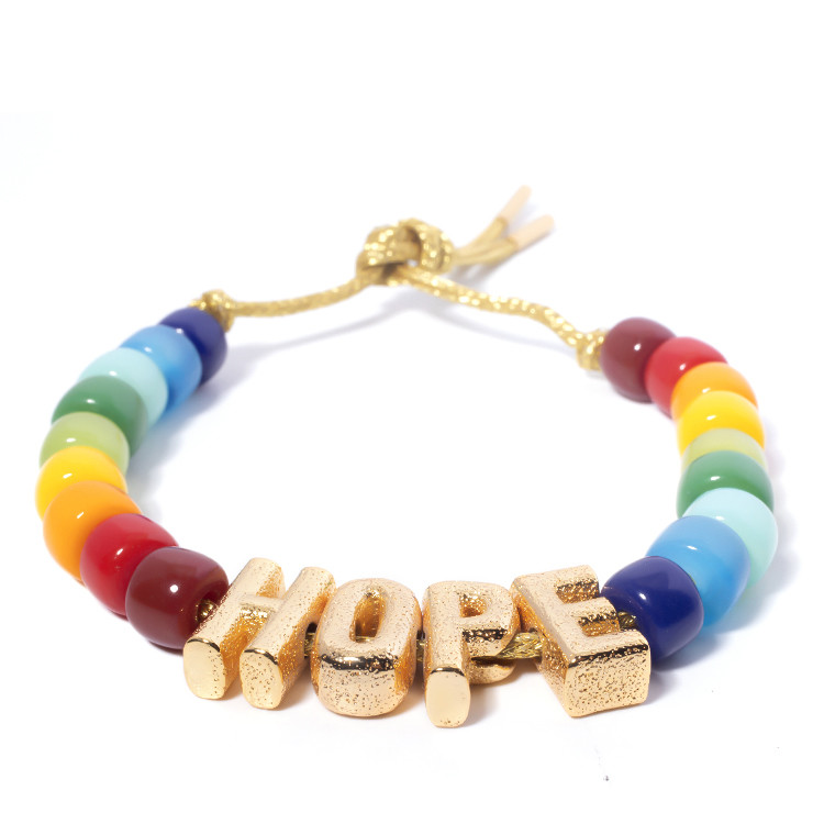 Initial Letter Bohemian Name Forte Beads Bracelet With 14k Gold Plated Brass Beads