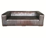 Ribbed Vintage Leather Sofas Large 3 Seater For Living Room