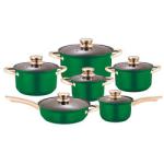Home Cooking 12pcs Cookware Set Golden Handle Kitchen Pots Stainless Steel