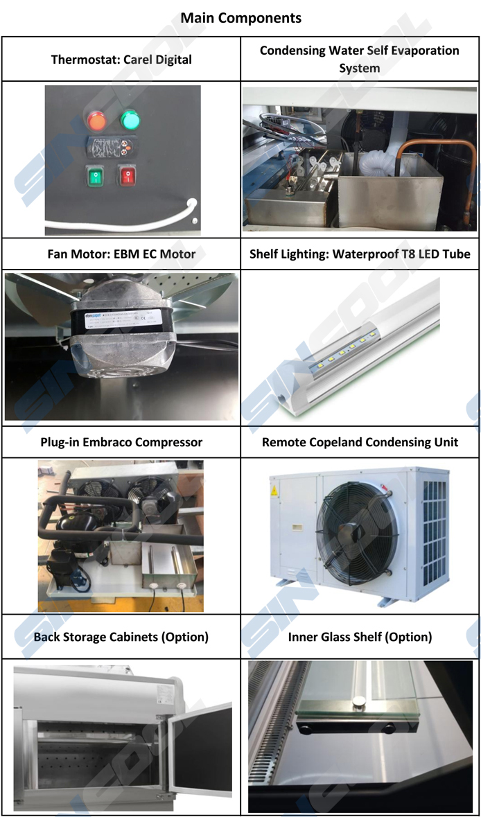 2000mm Wide Refrigerated Deli Display Fridge Meat Display Counter Carel Digital Thermostat