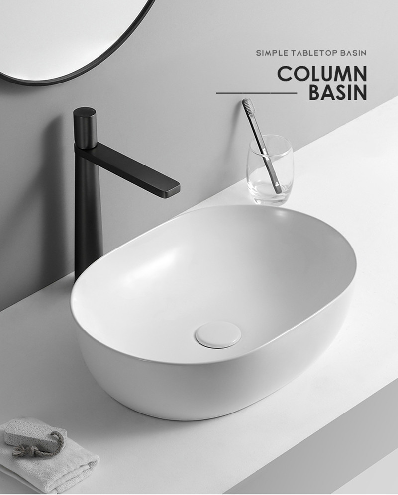 Ceramic Oval Counter Top Bathroom Sink 18 Inch 15" Depth