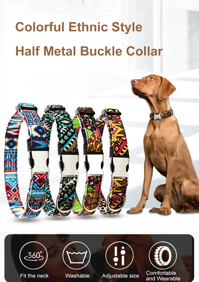 Heat Transfer Personalized Pet Collars Metal Buckle Custom Dog Collars