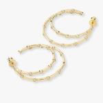 White Cubic Zirconia Hoop Earrings Bezel Set Twin Hoop Earrings 18K Gold