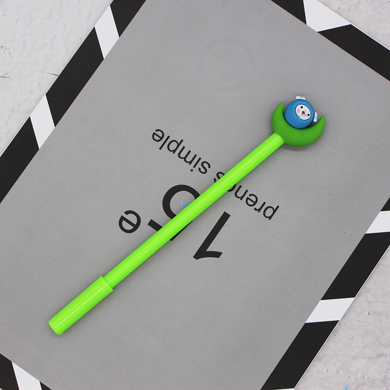 Stationery Supplies Plastic Cartoon 0.38mm Beautiful Black Gel Pen for Office and School