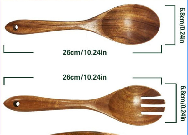 Handmade 26CM Kitchen Wooden Utensils / Acacia Wood Salad Servers