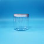 Clear Round Wide Mouth Cylinder PET Plastic Candy Food Cookie Jar Aluminum Cap