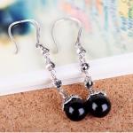 Antique Thai Silver Jewelry Sterling Silver Black Onyx Marcasite Drop Dangle