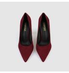 Suede PU Women Pointed Toe Pumps 80mm heel polished tailoring