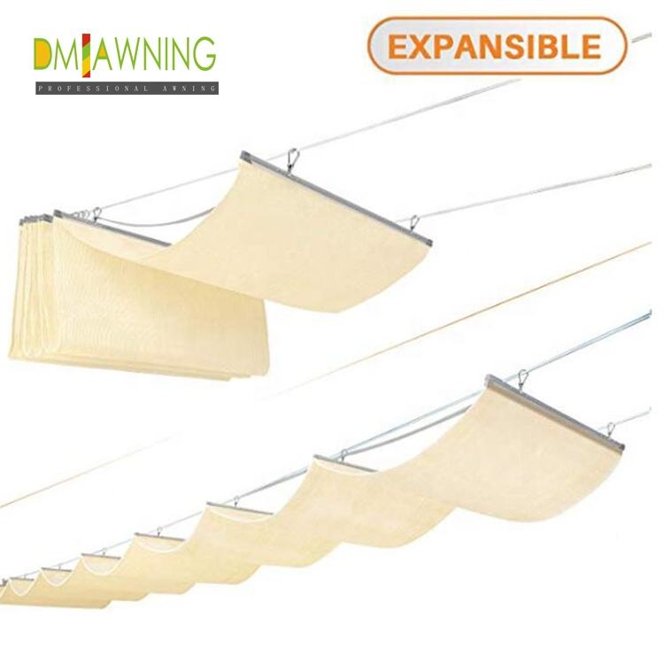 Wave Roof retractable shade pergola Ceiling Awning Shade Fabric Retractable Pergola Canopy