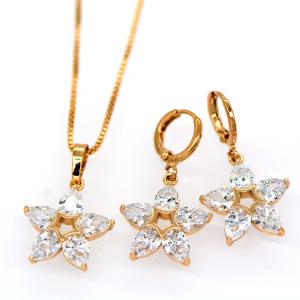 Wholesale Vintage jewelry Pendants Necklaces Earrings Set For Women 18K Real Gold Plated from china suppliers
