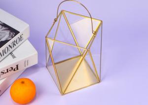 Wholesale Golden copper triangle handle glass artifact lamp fruit greenhouse cover copper box gift package OEM logo words picture from china suppliers