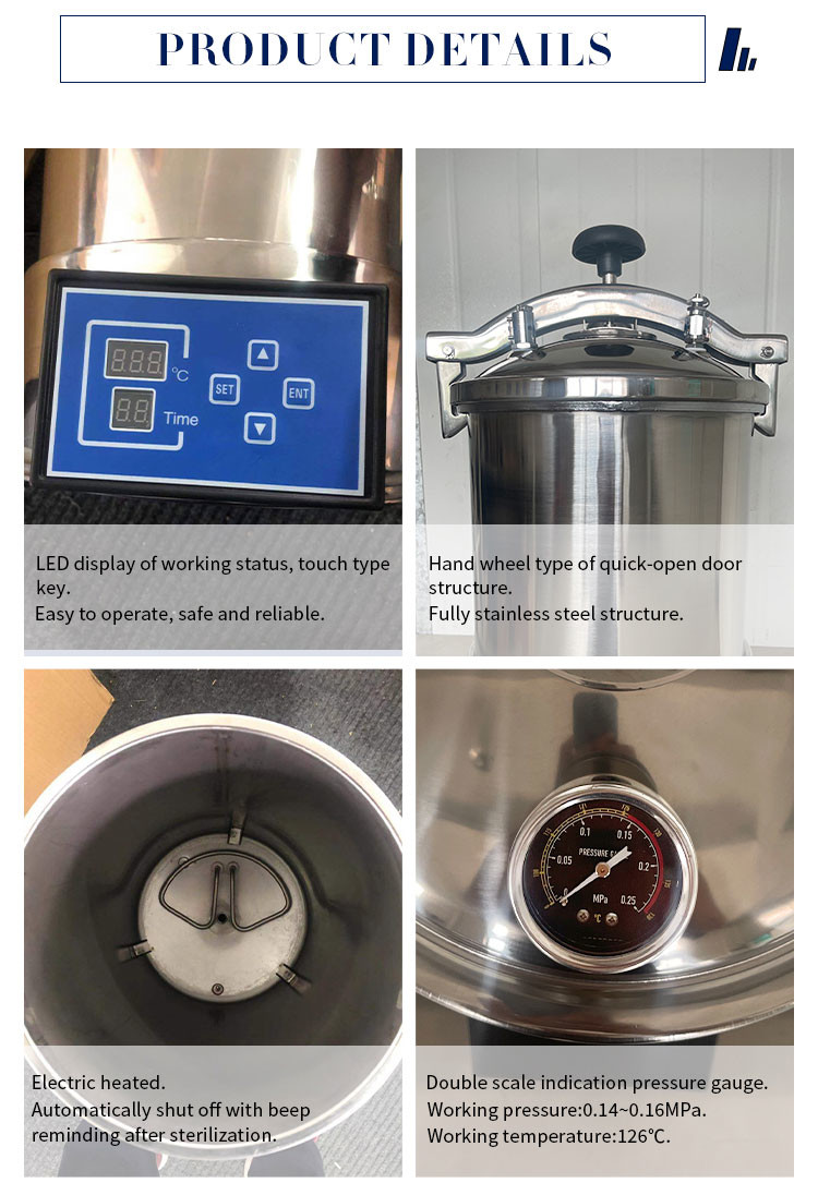 Portable Steam Electric Sterilizers Autoclaves For Mushroom 18L 24L