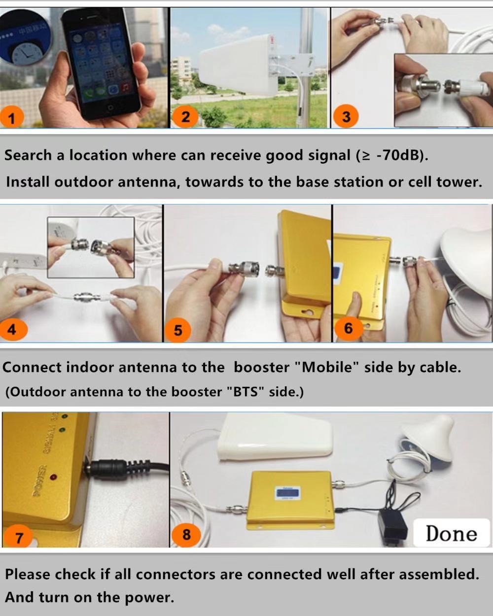 High Power GSM 900/1800/WCDMA 2100 Signal Booster for Improved Mobile Phone Reception