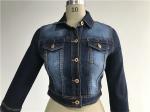 Dark Wash Ladies Denim Jacket Button Through Ladies Cropped Jacket TW72960