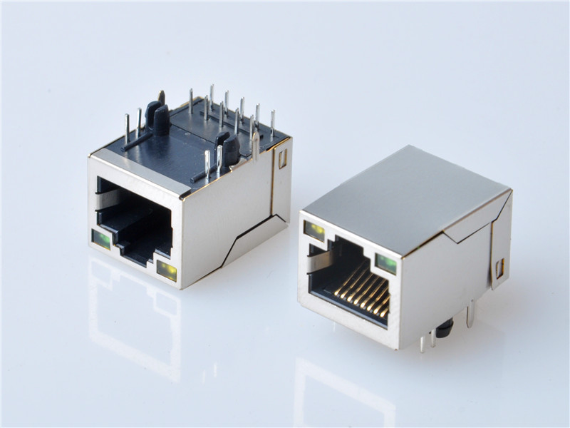 HULYN,Shielded RJ45 Modular Jack Connector, Through Hole Type, 1000 Mbps Transformer, with LED