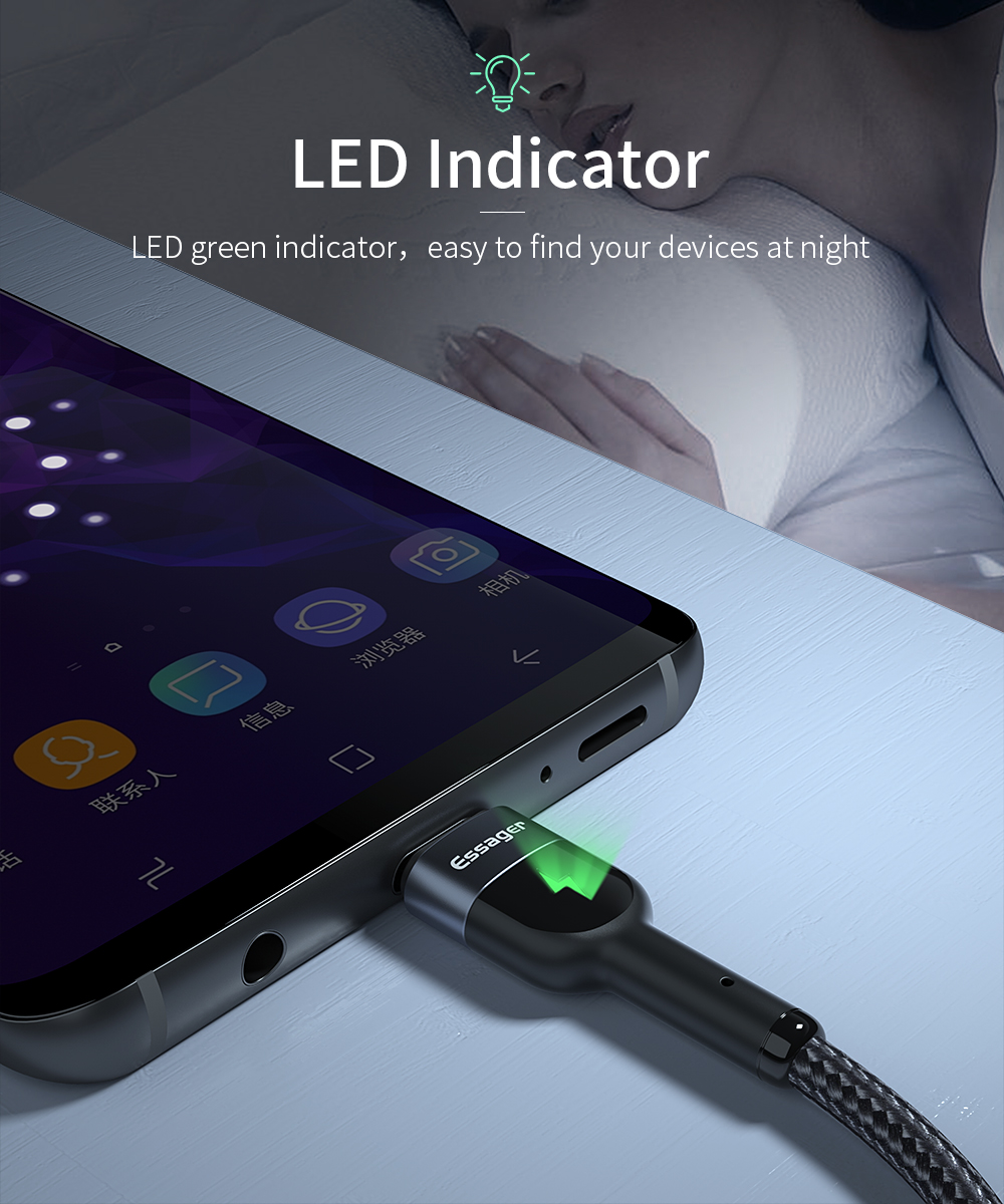 LED Mobile Charging Cable Nylon Fabric Braided Fast Charging Micro USB Data Cables 0.5M 1M 2M