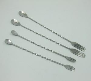 Wholesale Stainless steel double stir bar Milk tea coffee spoon scoop cocktail bar section rod long handle more key from china suppliers