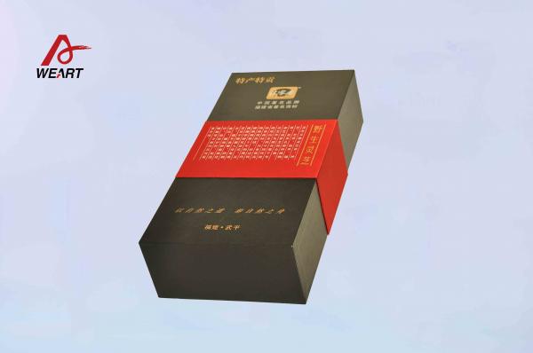 Quality Wine Bottle Foldable Paper Box Rectangle Gold Hot Stamped Covered Surface for sale