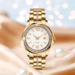 Classic Romantic Stainless Steel Alloy Case Encrusted Diamond Quartz Watch For