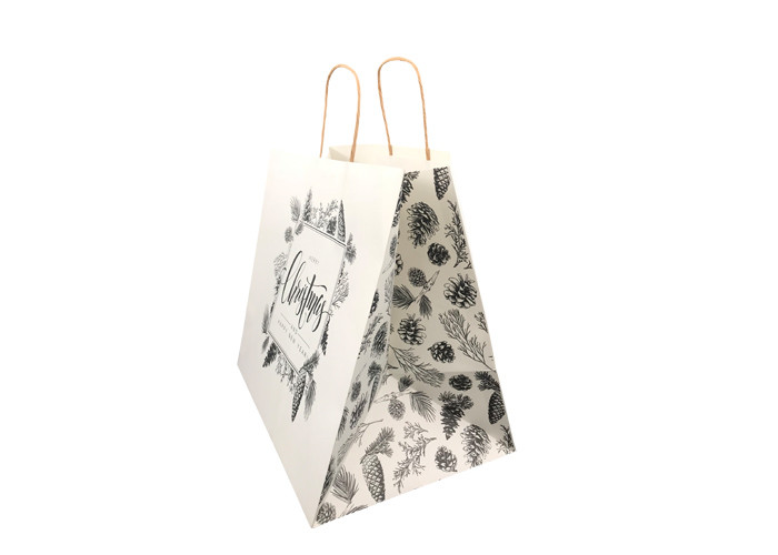 Plain Pretty Christmas Gift Bags Silver Foil Stamping Glossy Lamination