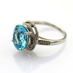 Fashion Jewelry 925 Silver Ring 9mmx11mm Blue Topaz CZ Diamonds Ring (R236)