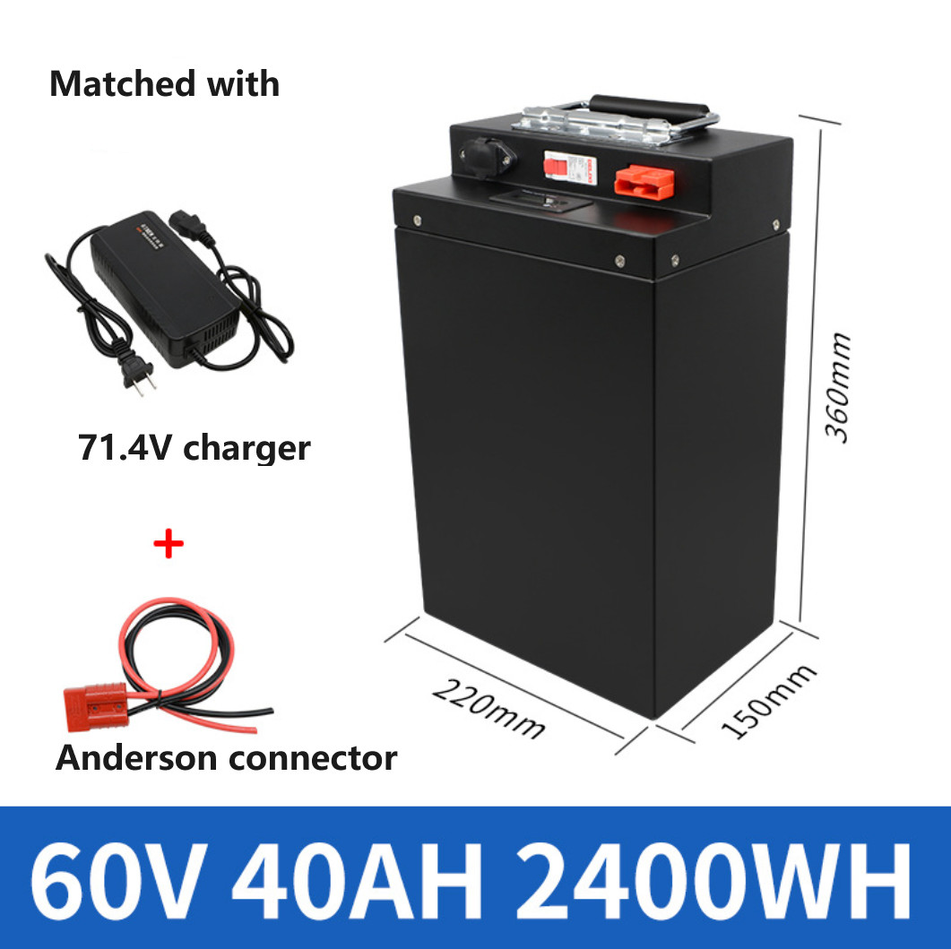 Rechargeable 60V 40Ah Lithium Battery Pack For Motorcycle Rickshaw Tuk Tuk Green Energy Vehicle