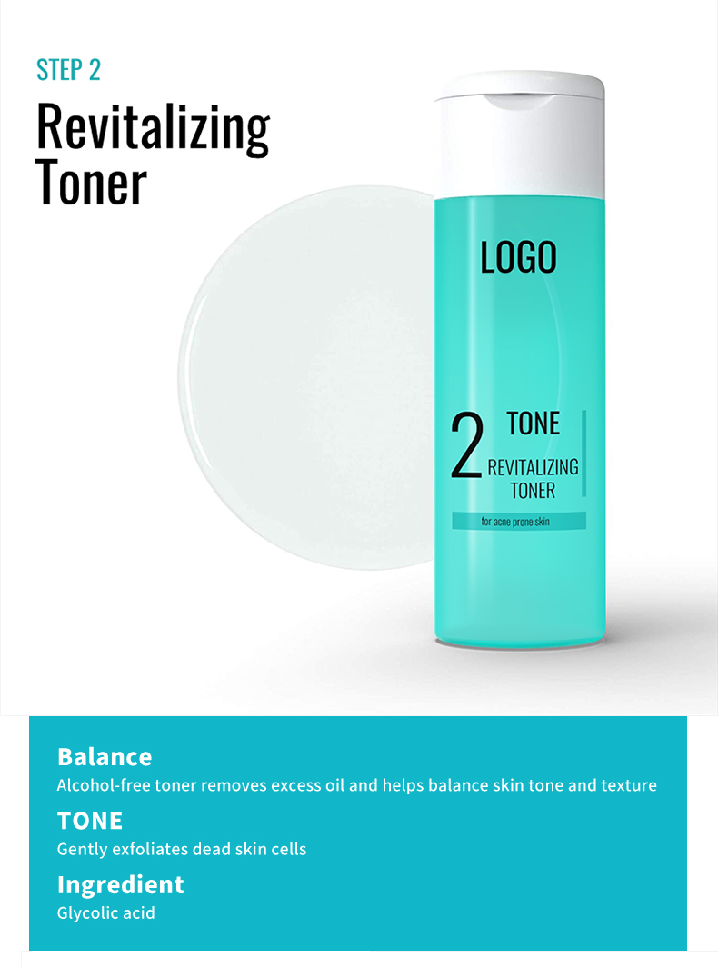 Private Label Oil Control Skincare Facial Cleanser Moisturizer Cream Toner Vegan Facial Skin Care Set