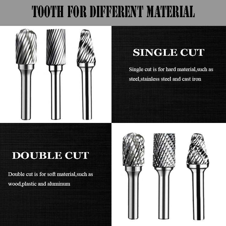 M6 Tungsten Carbide Burr Long Single 1/2" 12 Shank Diameter End Cut Collet