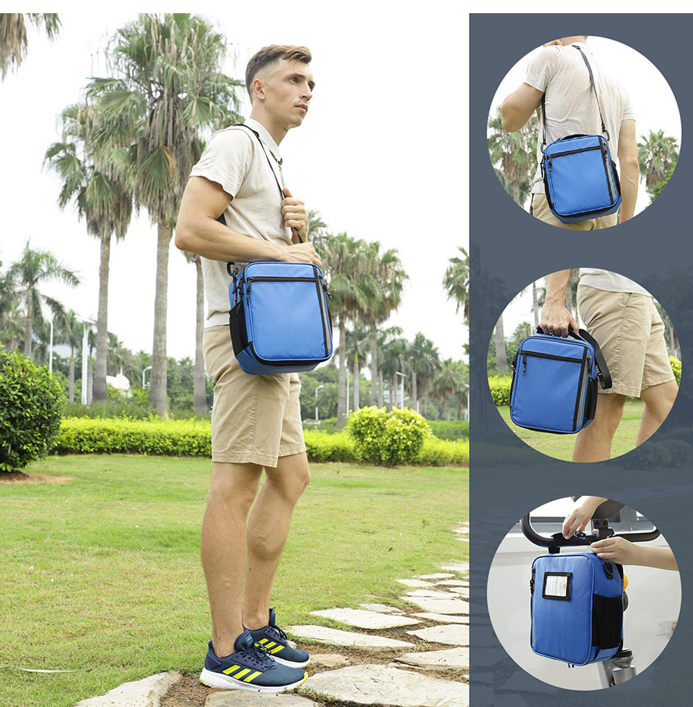 Women Zip Closure Nylon Lunch Tote Bag With Shoulder Strap