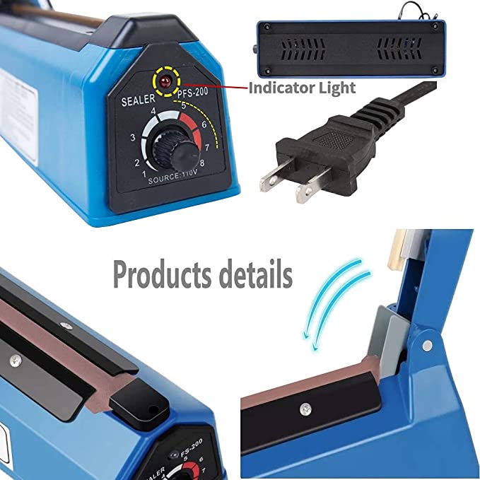 Blue 8 Inch Impulse Bag Sealer 200mm Heat Sealing Machine Convenient Kitchen Helper