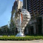 Outdoor Stainless Steel Art Sculptures Flower Bud Polished Mirror Surface