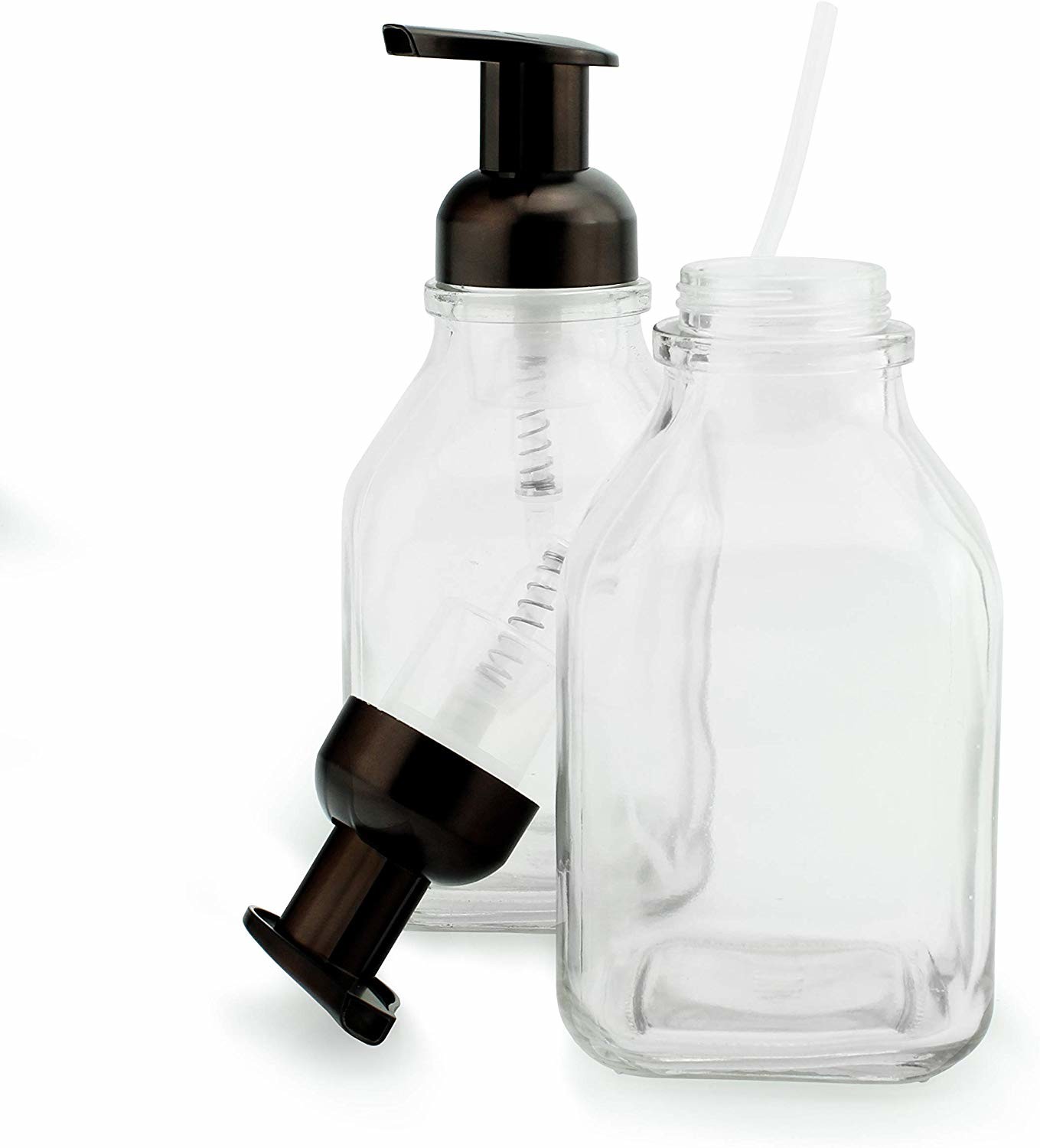 Transparent Glass Empty Foam Pump Bottles Durable Smooth Surface