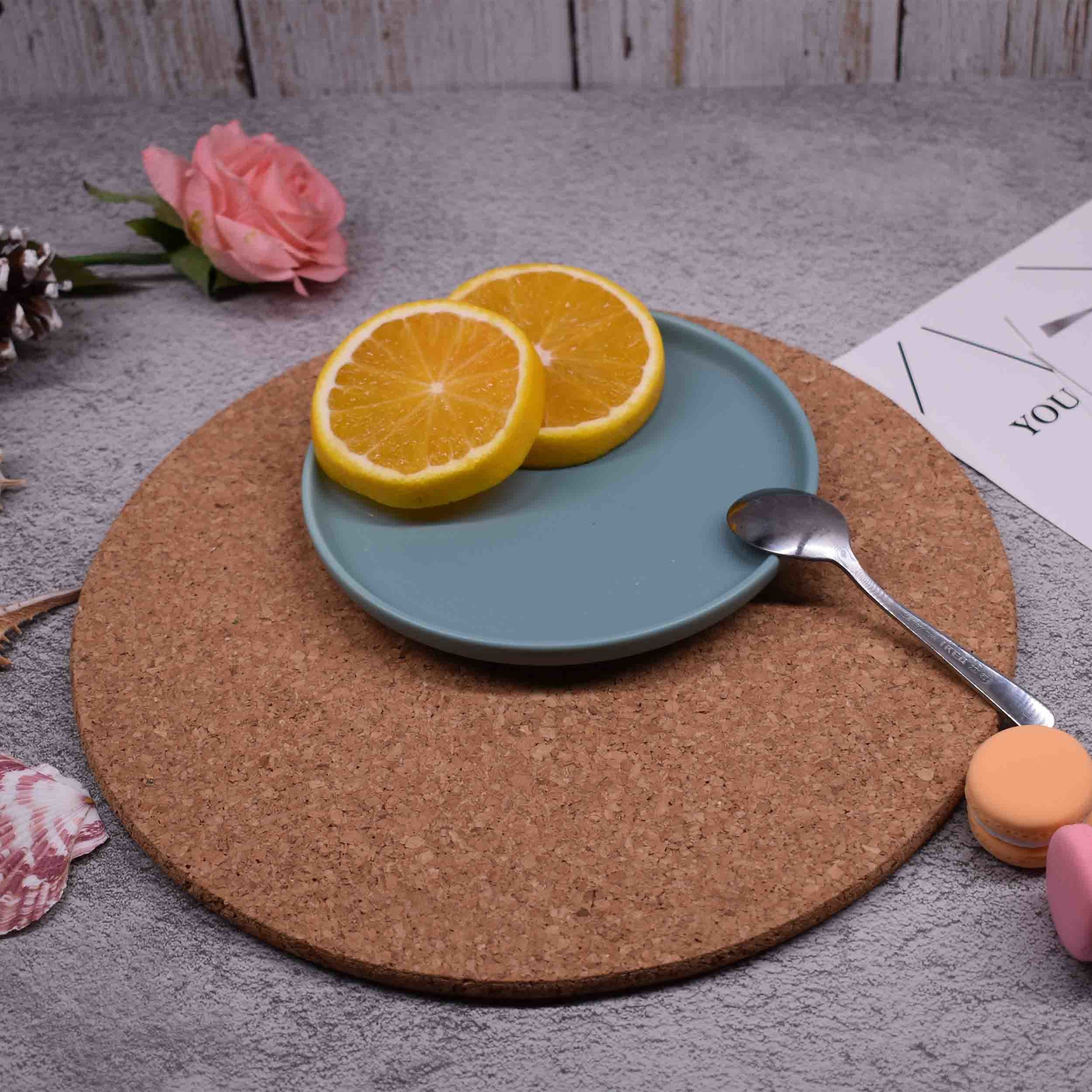 Dia 8in Antiscratch Round Cork Table Mats Board Placemats Eco Friendly