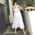 Summer Midi Womens Vacation Dresses Sleeveless Back With Bow