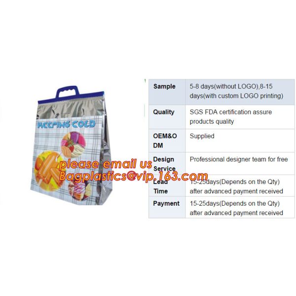 Outdoor square aluminum foil food thermal freezer cooler lunch insulation bag,Foil Cooler Bag Thermal Bag for Fruit Choc