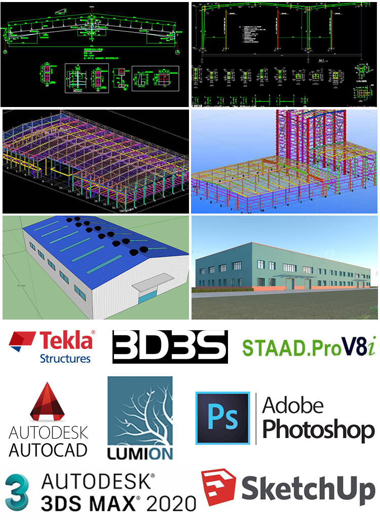 Prefabricated Steel Structure Workshop Hangar , Warehouse Steel Structure Building
