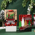 Red Lattice Santa Claus Gift Packaging ECO Friendly Paper Bag 33*9*7cm