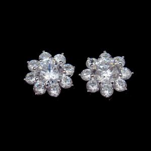 Wholesale Flower Shape AAA Cubic Zirconia Stud Earrings Aristocratic Silver Jewelry from china suppliers
