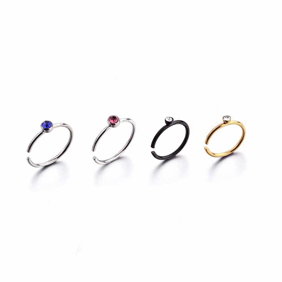 New Style Body Piercing Jewelry Synthetic Opal Nose Hoop Rings Set