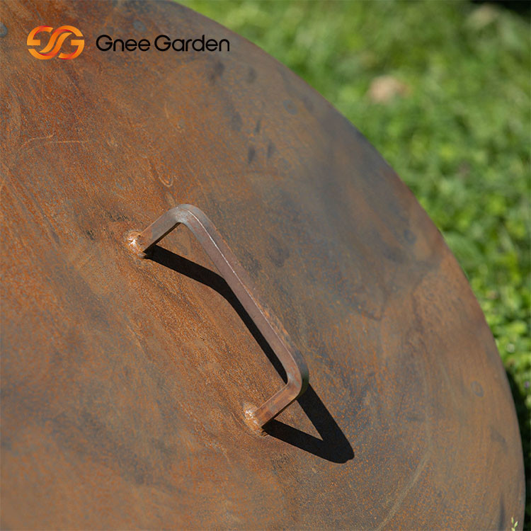 Portable Outdoor Camping Heater Wood Burning Corten Steel Round Fire Pit In Outdoor Living Space