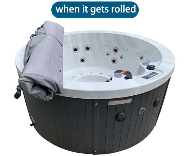 New Type roll-up round spa cover save space grey spa rolling cover Oxford Cloth hot tub cover