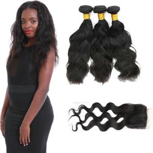Wholesale 20 Inch Malaysian Curly Hair Bundles With Closure Natural Wave CE Certification from china suppliers