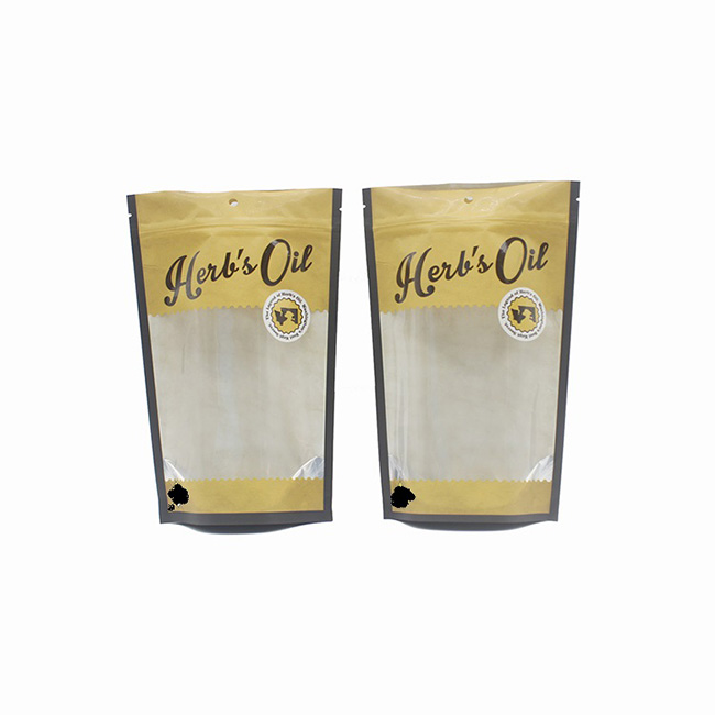 EPI Biscuit Tear Notch Resealable Kraft Paper Bag With Transparent Window