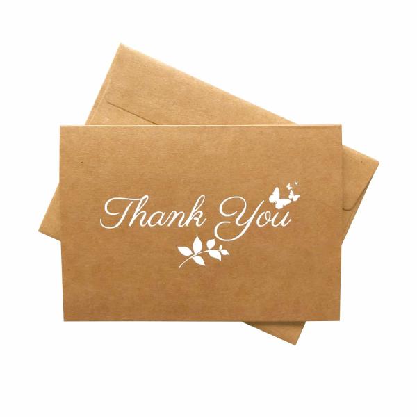 4 * 6 Inches Size Kraft Paper Card , Thank You Greeting Card With Matching