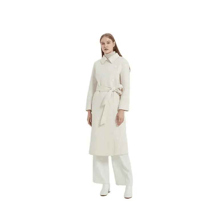 Stylish Thick Winter Trench Coats 90 % Wool White Cashmere Coat for Women