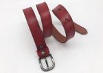 Women 's Fashion Embossed Leather Belt With Carved Buckle Red Color