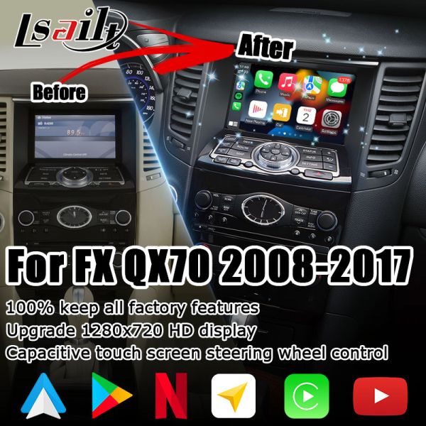 INFINITI QX70 FX35 FX37 HD screen upgrade wireless carplay android auto IT06