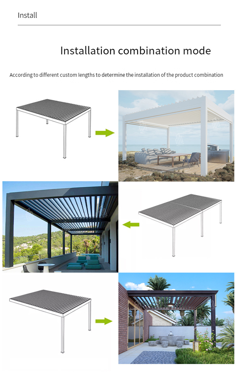 Aluminum Alloy Pavilion Four Corner Outdoor Yard Shade Flip Louver Pavilion Leisure Canopy
