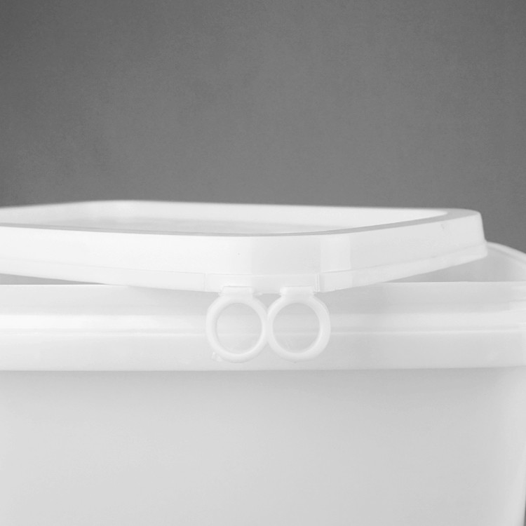 5L Food Grade White Square Bucket Polypropylene Bucket With Lid