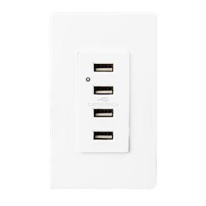 Wholesale White Usb Wall Outlet , Usb Electrical Outlet 4 USB Ports With 2 Wall Plates from china suppliers
